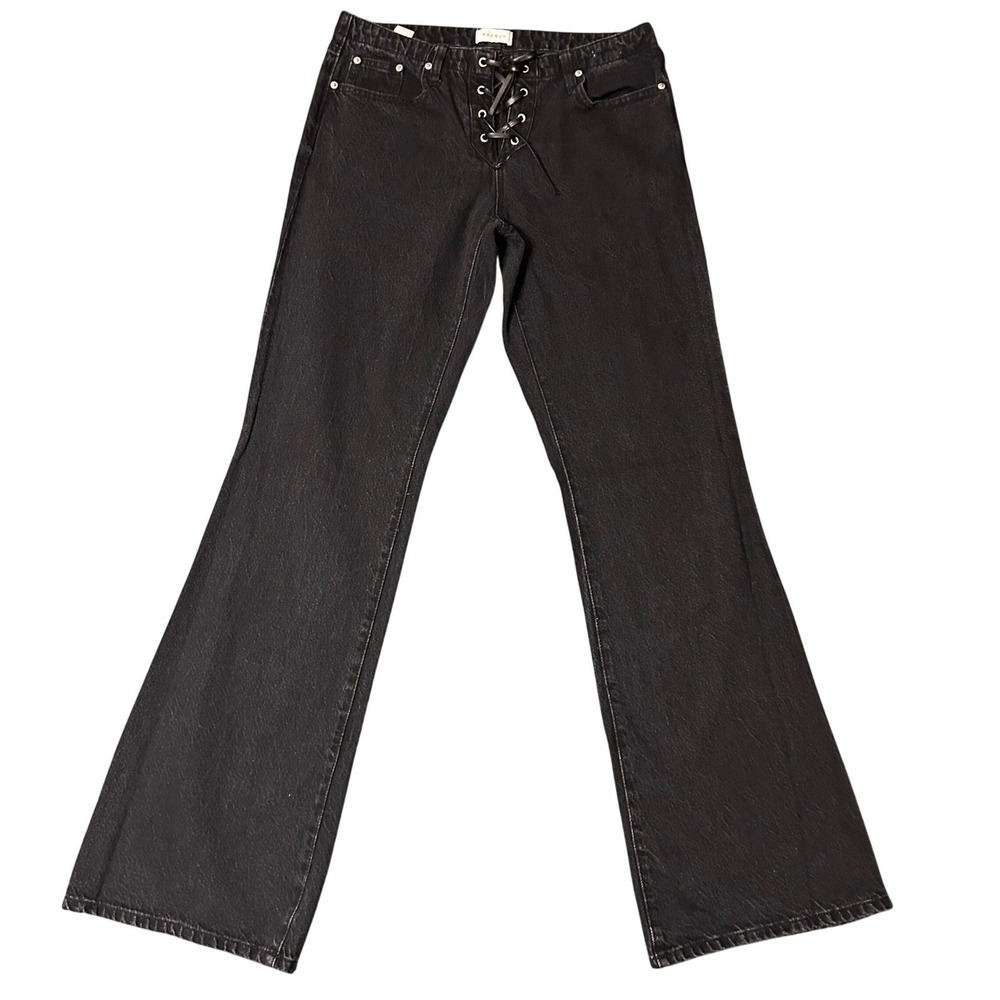 PacSun Jade Low Rise Bootcut Jeans Womens 28 Lace Up Front Black Denim 32x33